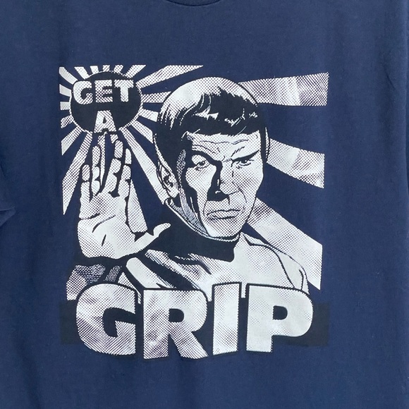 NEW Star Trek Spock Get A Grip Graphic Blue T Shirt Adult size Medium - Picture 2 of 5
